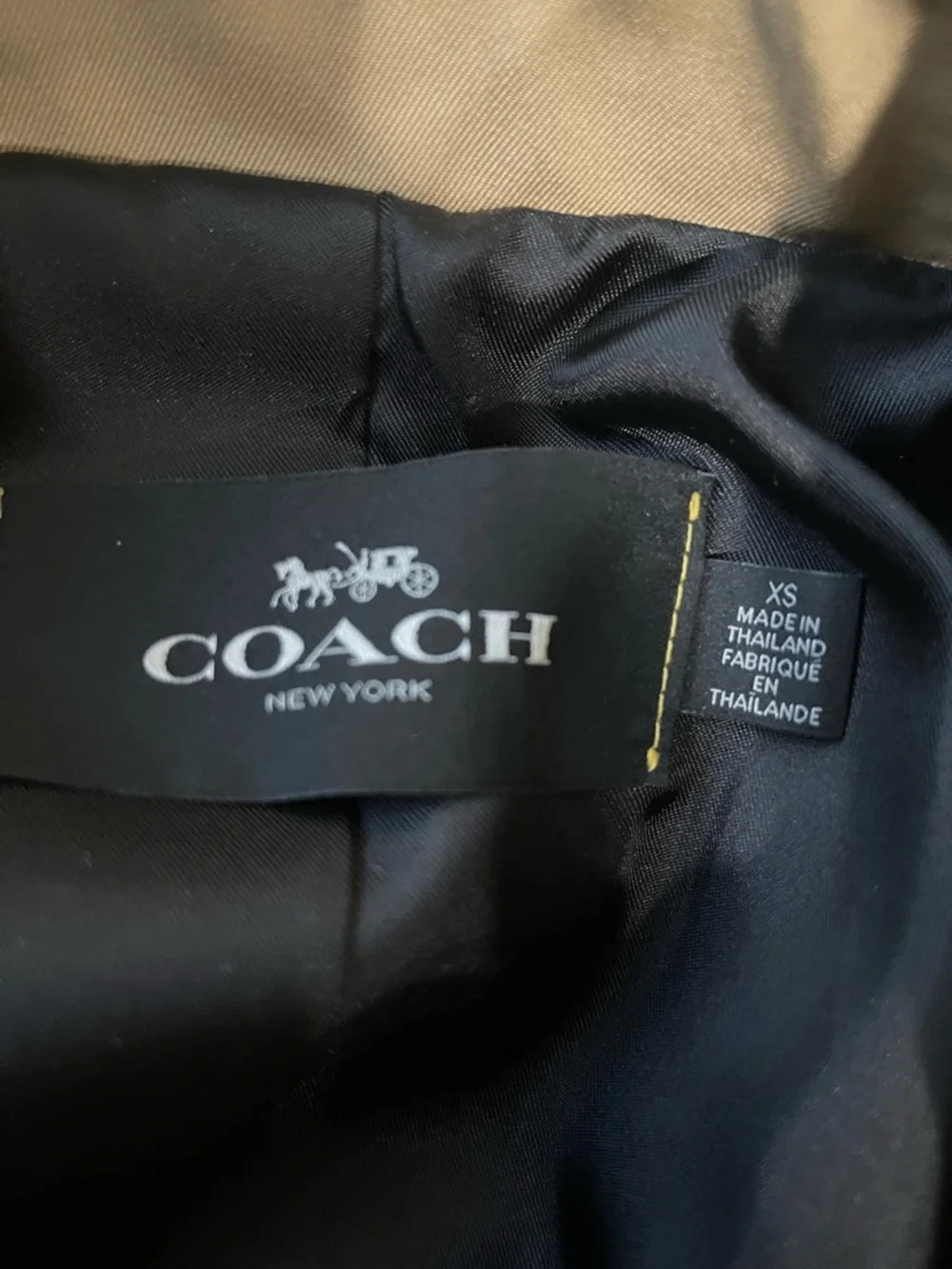 Coach Khaki Trench Coat with Signature Monogram Trim - Picture 13 of 14